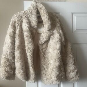 Women's Cream Faux Fur Jacket
